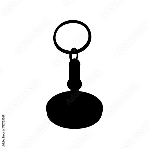 Silhouette of a unique key chain with oval pendant and ring
