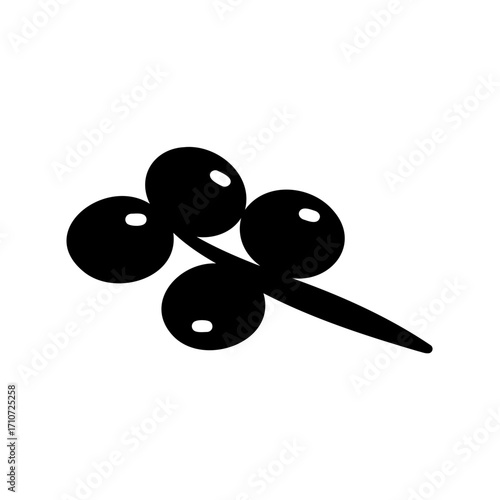 A simplistic illustration of a branch with four berries or fruit