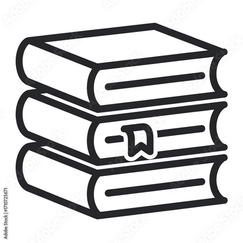 Stack of books outline icon on black background knowledge symbol