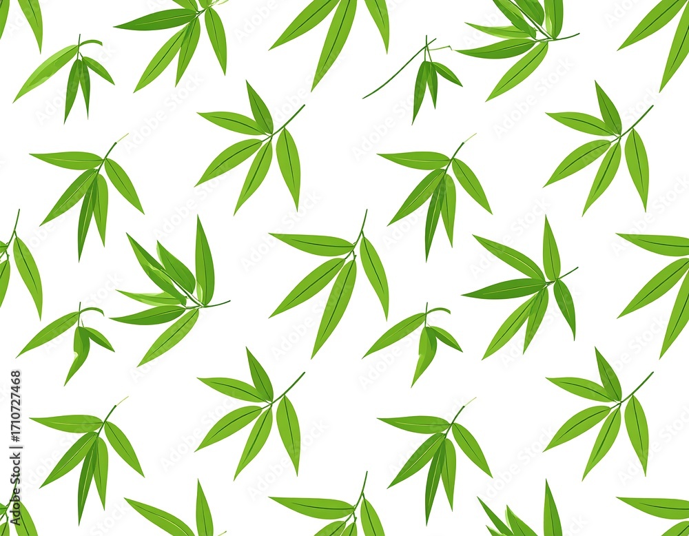 Obraz premium Green leaves pattern on white background