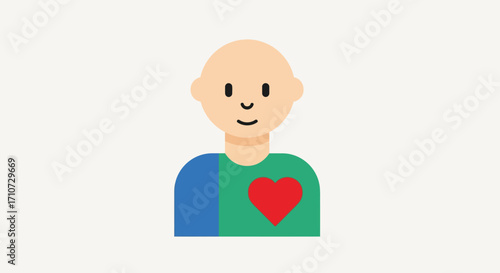 Compassionate illustration of a bald person, symbolizing health awareness, care, and support for individuals facing illness or medical conditions