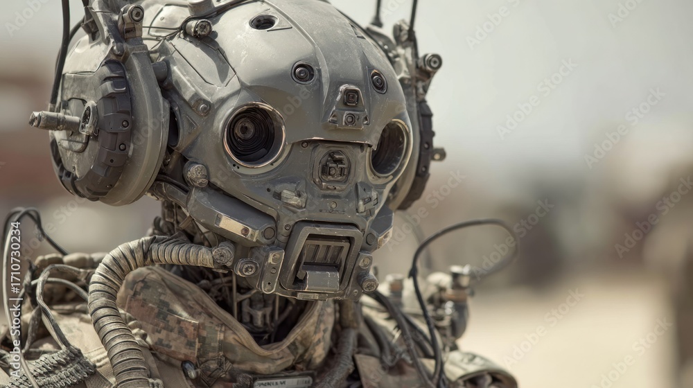 Fototapeta premium Futuristic military robot closeup
