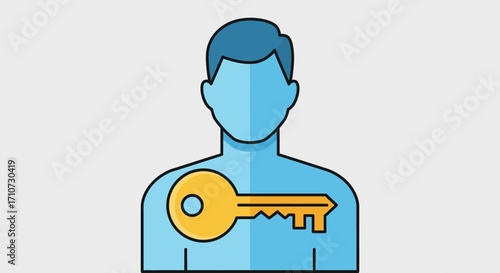 Symbolic representation of a person with a key in their chest, conveying concepts of identity, access, and personal secrets