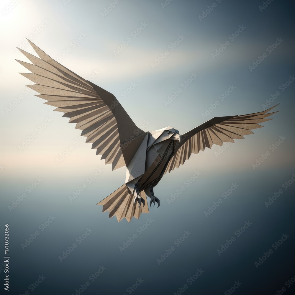 Fototapeta premium Majestic raven soars through a cloudy sky