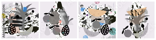 Geometric Abstract Vector Collage with Artistic Shapes and Textures. Creative Backgrounds for Posters, Flyers, Brochures, and Branding