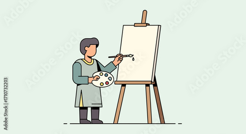 Artist Painting on Canvas Creative Expression and Artistic Skill