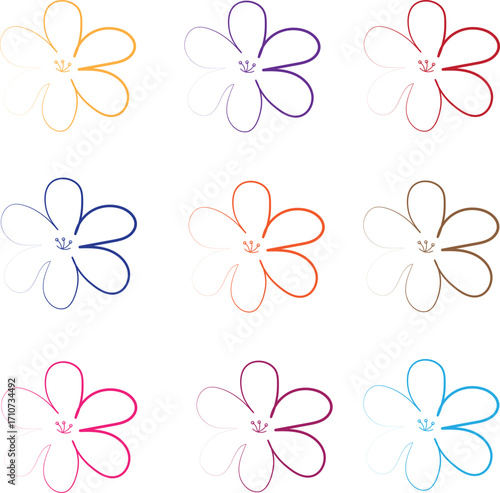 hand drown flower line art vector.