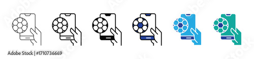 Mobile soccer. Football field on the smartphone screen and ball. Online ticket sales concept. vector illustrator eps 10