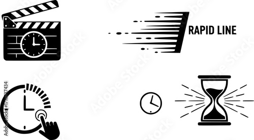 Quick time icon. Rapid line symbol. Countdown timer icon. Speed time vector icon isolated on white background.