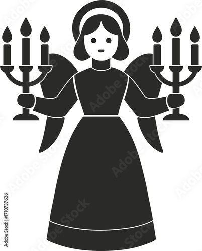 Christmas Angel with Candles Vector Illustration