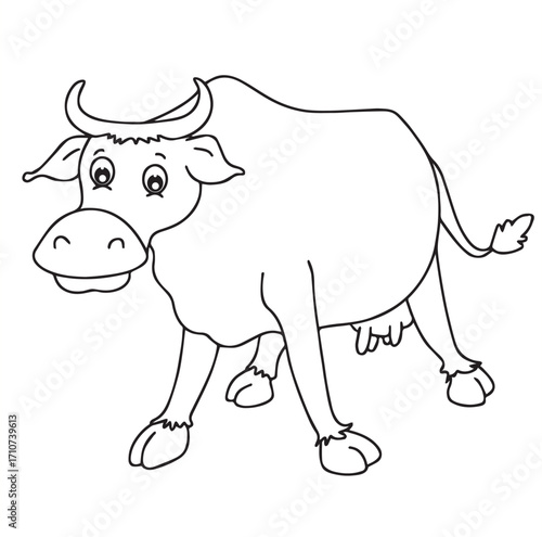 Cute cartoon hand drawn vector cow outline.