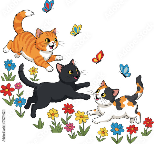 Playful Kittens in Spring Garden 2