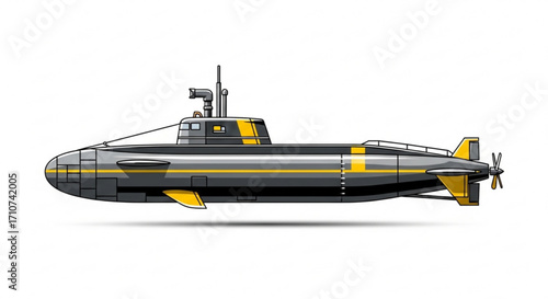 Explore the depths with this submarine vector illustration for naval and maritime themed designs and projects