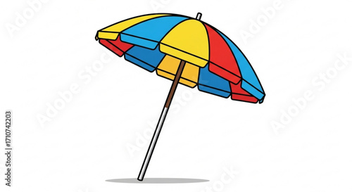 Colorful beach umbrella parasol summer vacation sunshade outdoor protection from sun rays for relaxation
