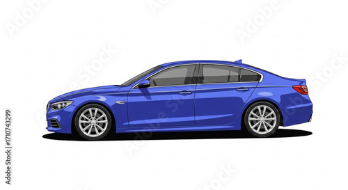 Blue sedan car illustration for automotive design and transportation showcasing vehicle style and modern design