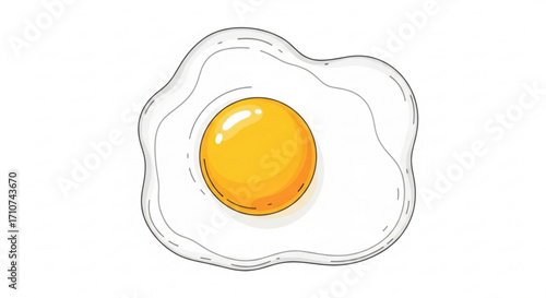Fried egg sunny side up breakfast food illustration yolk protein delicious healthy nutrition cooked egg vector
