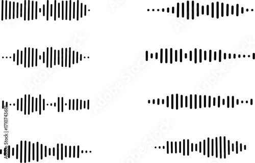 sound wave vector icons set minimal audio waveform abstract black line design digital graphic