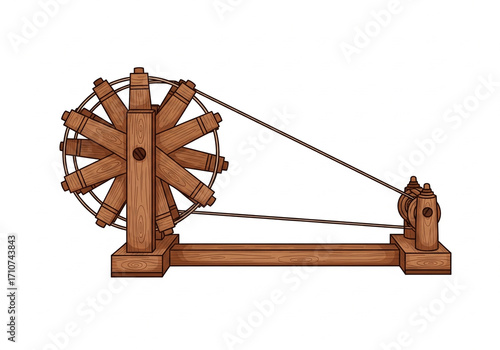 indian heritage charkha spinning wheel vector illustration for freedom movement culture and traditional craft concept