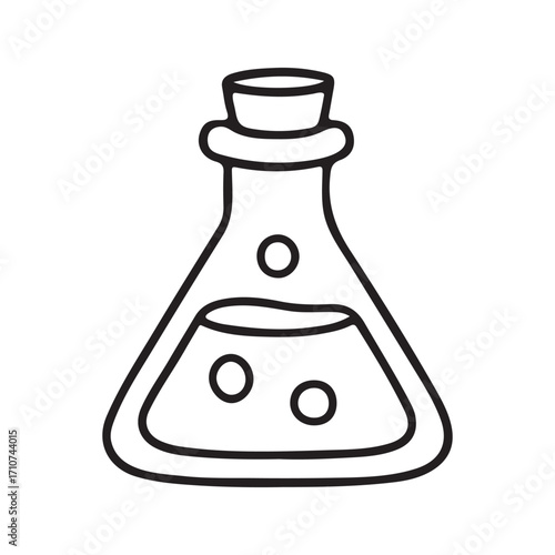 Illustration of a chemical bottle with potion coloring page