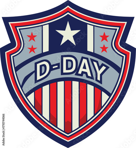 Stylized D Day Emblem with Stars and Stripes Design D-Day shield