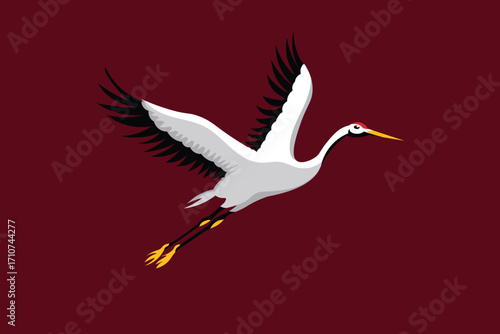 vector illustration of a Flying Stork