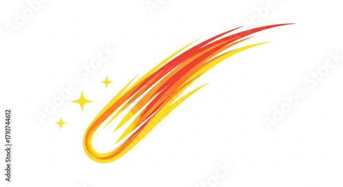 Vector illustration of a comet with stars fire tail meteor falling star space object design element graphic