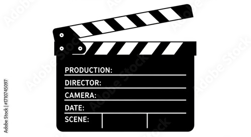 Film slate clapperboard vector icon for movie production film making director camera scene date production board