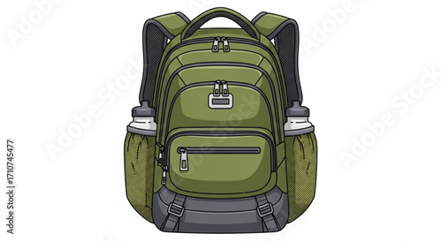 Buy durable olive green backpack with water bottle holders perfect for hiking camping and travel gear needs