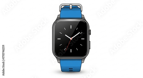 Digital smartwatch with blue strap vector illustration for wearable technology and fashion accessories design