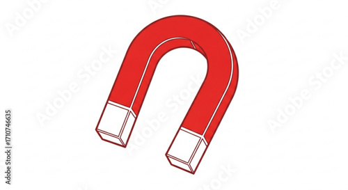 Red horseshoe magnet illustration for science experiments and physics education resource material vector image