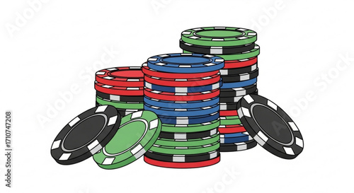 Casino poker chips vector illustration for gambling games and casino nights themed designs and graphics
