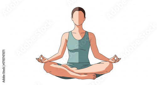 Woman practicing yoga in lotus position meditation for mindfulness and relaxation wellness exercise pose