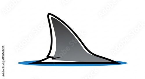 Shark fin in water vector illustration great white shark predator ocean sea danger marine life animal silhouette 100