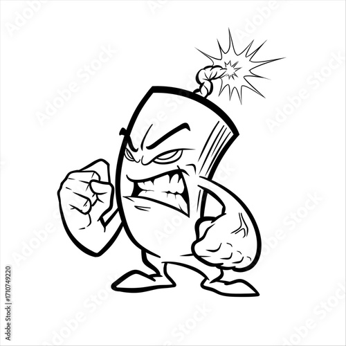 Angry Cartoon Dynamite Mascot Vector Illustration