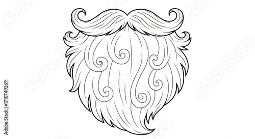 Santa beard mustache vector illustration christmas holiday season drawing outline design for graphic and web 100