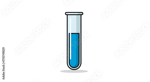 Laboratory test tube with blue liquid for science experiment and medical research in vector format design