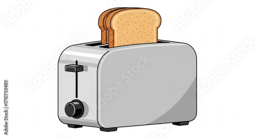 Toaster appliance vector illustration for kitchen breakfast bread slices toasting and cooking appliance design
