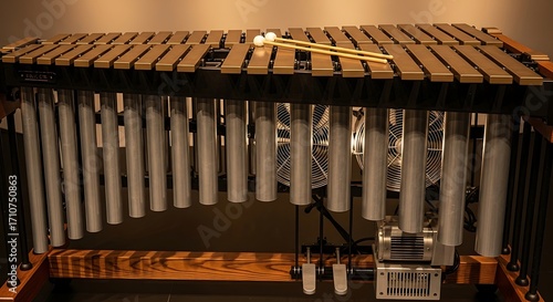 Close up view of a professional vibraphone musical instrument.