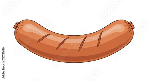 Grilled sausage vector illustration for barbecue food menu and recipe design delicious meat product isolated