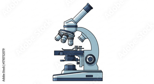 Illustration of microscope laboratory science equipment for scientific research and education use