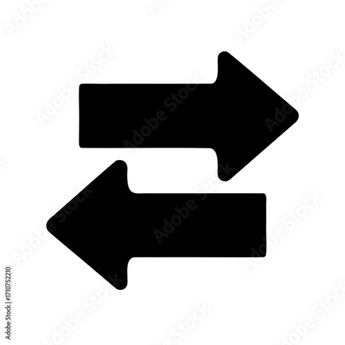 Dual Directional Arrows Conveying Interchange and Exchange of Resources in Black Silhouette