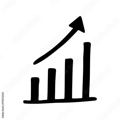 Hand drawn style rising graph illustration indicating progress and positive trends