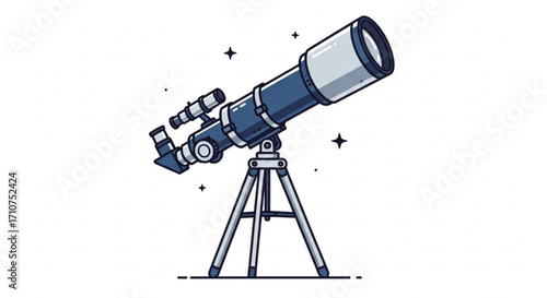 Explore the universe with a refractor telescope illustration vector for astronomy enthusiasts and stargazers