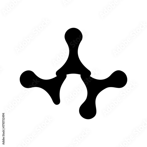 Abstract black blob with three protrusions on a white background image