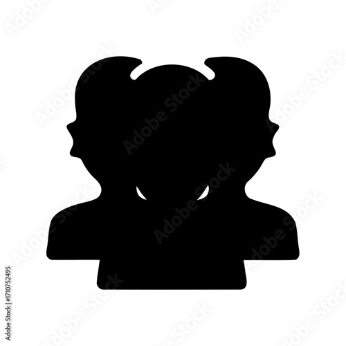 Three overlapping head silhouettes representing teamwork, collaboration, or community concept