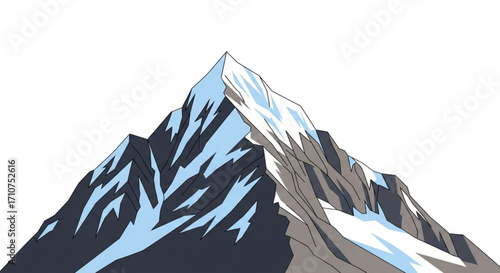 Snowy mountain peak vector illustration for climbing adventure and outdoor landscape background with mountain range art