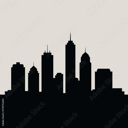 Modern city skyline silhouette isolated on white background