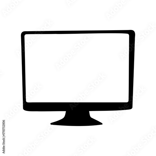 Stylized Computer Monitor Display with a Clean White Screen for Graphic Design