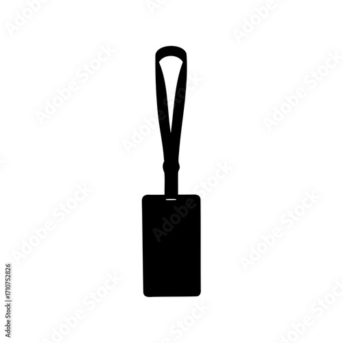 A black silhouette of an identity card with a neck lanyard for events