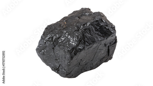 Photography Large piece of coal with shiny surface isolated on transparent background